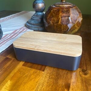 Nike Logo Plastic Black Storage Box with Bamboo Lid
